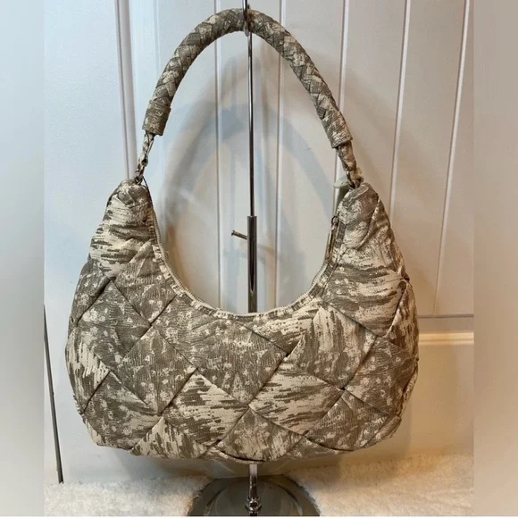 Jason Wu Dylan Woven Ivory Lizard Print camo Shoulder Bag Purse Handbag NWT $138 - Picture 3 of 13